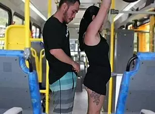 Old Man Jerks Off On Brunette Inside The Bus In Brazilian Outdoor Scene