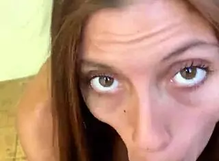 Pretty latina babe moans during POV blowjob and cum in mouth