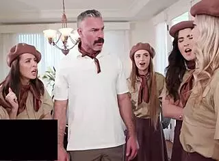 Petite scout girls lose virginity in group bang