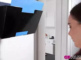 Horny women Kenzie Love and Natasha Nice scissoring and kissing in teen lesbian sex 😍