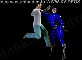 Blue Steel: The Long Arm Of The Law In Muscular 3D Cartoon Style.