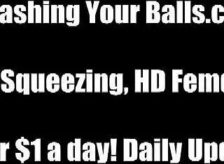 Mistress Kicks Slave's Balls Until Swollen