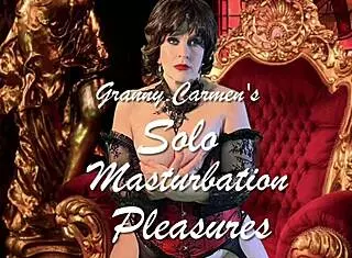 Granny Carmen in Lingerie Toys Her Pussy to Orgasm on US Flag Day