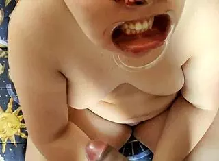 Chubby Teen In Bondage Gets Face Fucked And Cum On Nose