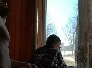 helga bosk risky sex by the window people walking by