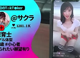 asian model bent over for doggystyle riding, moaning with cute voice