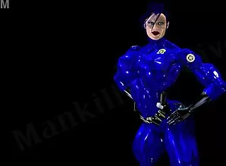 Blue Steel: The Long Arm Of The Law In Muscular 3D Cartoon Style.