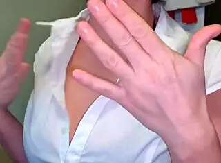 Feeling excited peeping on stepmom's upskirt in stockings