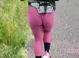 Ebony Prostitute Runs in Forest with Big Ass