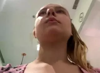 Young teen masturbates with dildo in locker room