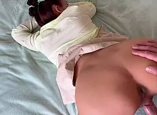 Fucking pregnant brunette teen doggystyle to creampie