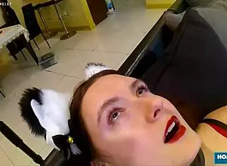 Redhead violet spice comes for hard sex round!