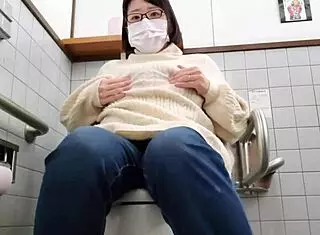 excited married milf masturbates secretly in wedding toilet?