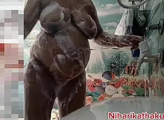 Indian Solo Bath with Pussy Fucking in Bathroom