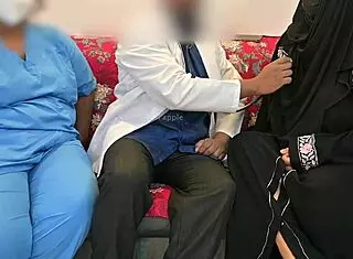 Doctor, nurse, and patient have a threesome in the hospital