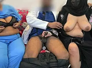 Doctor, nurse, and patient have a threesome in the hospital