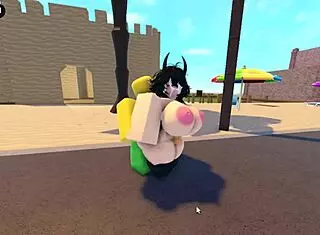 Emma gets banged by three guys on Roblox Whorblox street – intense gangbang action!