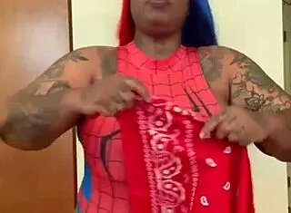 shabrim as spider girl strips in cosplay until 28