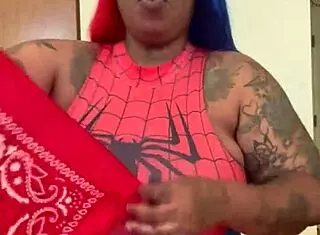 shabrim as spider girl strips in cosplay until 28