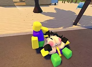 Emma gets banged by three guys on Roblox Whorblox street – intense gangbang action!