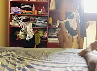 Ebony maid takes big black cock raw in her narrow ass.