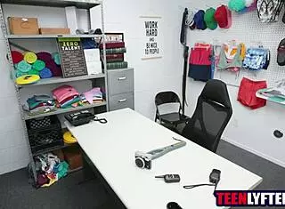 petite young girl banged by security for stealing in the shop