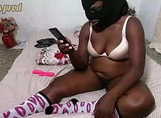 ebony milf plays cum gamble on shaved pussy