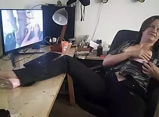 French Slut in Black Satin Dress Fucks Doggystyle with Blowjob and Pussy Licking POV