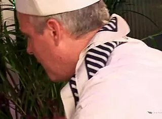 Beautiful Brunette Cutie Gets Fucked Doggystyle By Sailor.