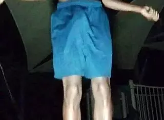 Pretty Athletic Woman Works Out in Park with Father in Law and Uncle