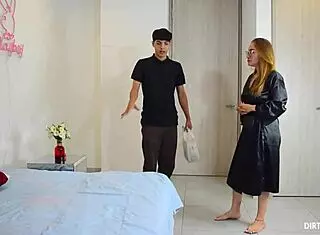 Student fucks my ass after massage, creampie inside