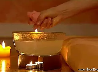 Amateur gives twisting handjob massage with blowjob