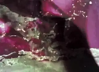 Lesbian nymphos in garage splash with piss. Wet pussies squirt during cunt licking.