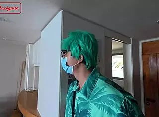 Bribery with fake police leads to bisexual cosplay roleplay, creampie in cowgirl, cum in mouth.