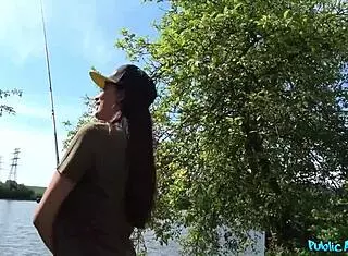 Camping with her boyfriend, I fucked a French girl with huge natural tits.