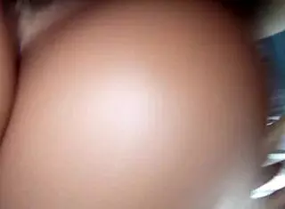 Upside-down view of Aisha's big doll booty in doggystyle fucking