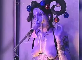 The devil in cosplay passionately gives blowjobs after being filled with cum.