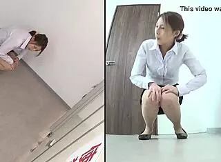 She wets her panties in the bathroom, cute Japanese amateur spied on publicly.