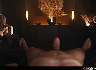 hot brunette touches herself in lingerie