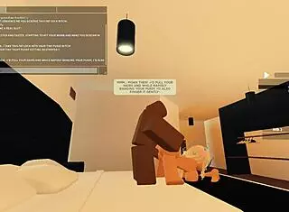 Petite Girl Deepthroats Monster Cock In Rough Roblox-Inspired Scene