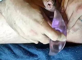 Pushing huge buttplug into big ass early morning