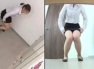 She wets her panties in the bathroom, cute Japanese amateur spied on publicly.