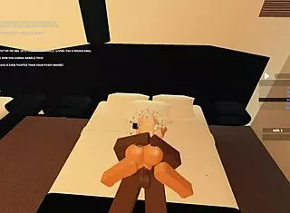 Petite Girl Deepthroats Monster Cock In Rough Roblox-Inspired Scene