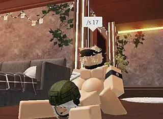 Cute blonde boy enjoys one on one time with a soldier girl