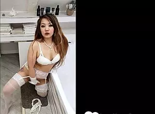 smoking wife in stockings pleasures her cunt