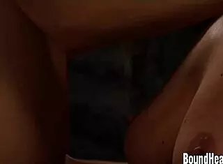 Submissive slave provides oral service to dominant mistress in session