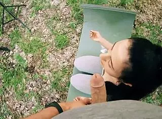 Pov backstage freeuse jerking on ponytail brunette during meditation, huge facial 😏