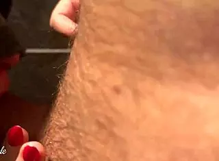 cute babe give blowjob in public toilet after perfect handjob under the table in fast food restaurant p