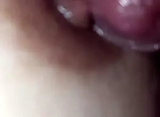 nipple covered in saliva, licking the glans