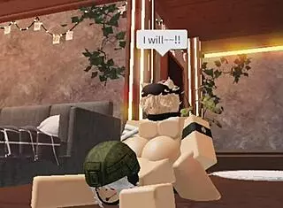 Cute blonde boy enjoys one on one time with a soldier girl